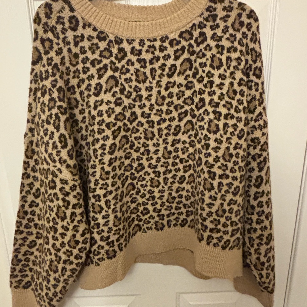 American Eagle Outfitters Tan Leopard Print Sweater